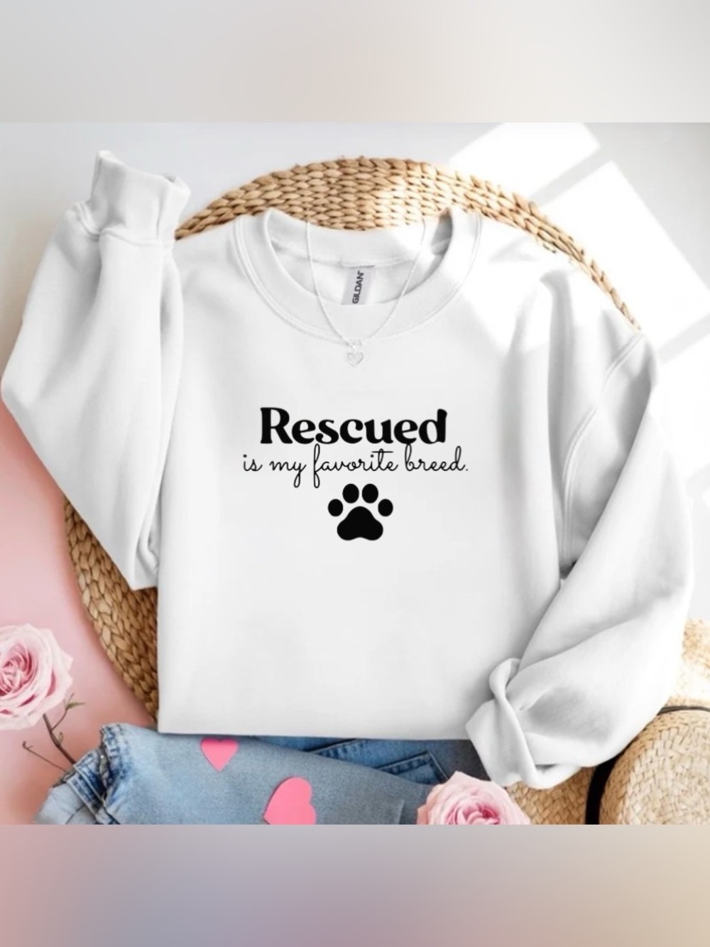 Rescued Is My Favorite Breed Sweatshirt Dog Adoption Lover Shirt